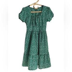 Lightweight green flowered empire waist St.Patrick’s Day dress (L)